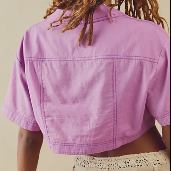 Free People Honeydew Crop Button Down Top - Picture 3 of 9